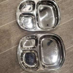 2X Eco Lunchboxes Stainless Steel Kids Plate